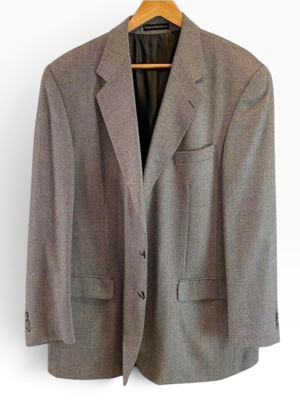 Oscar de la Renta suit jacket blazer silk & wool blend brown cream 46 long tall